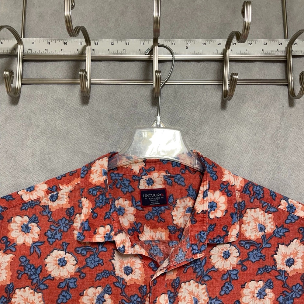 Untuckit Shirt Men XXL Linen Hawaiian Redondo Floral Button Up AOP Casual Summer
